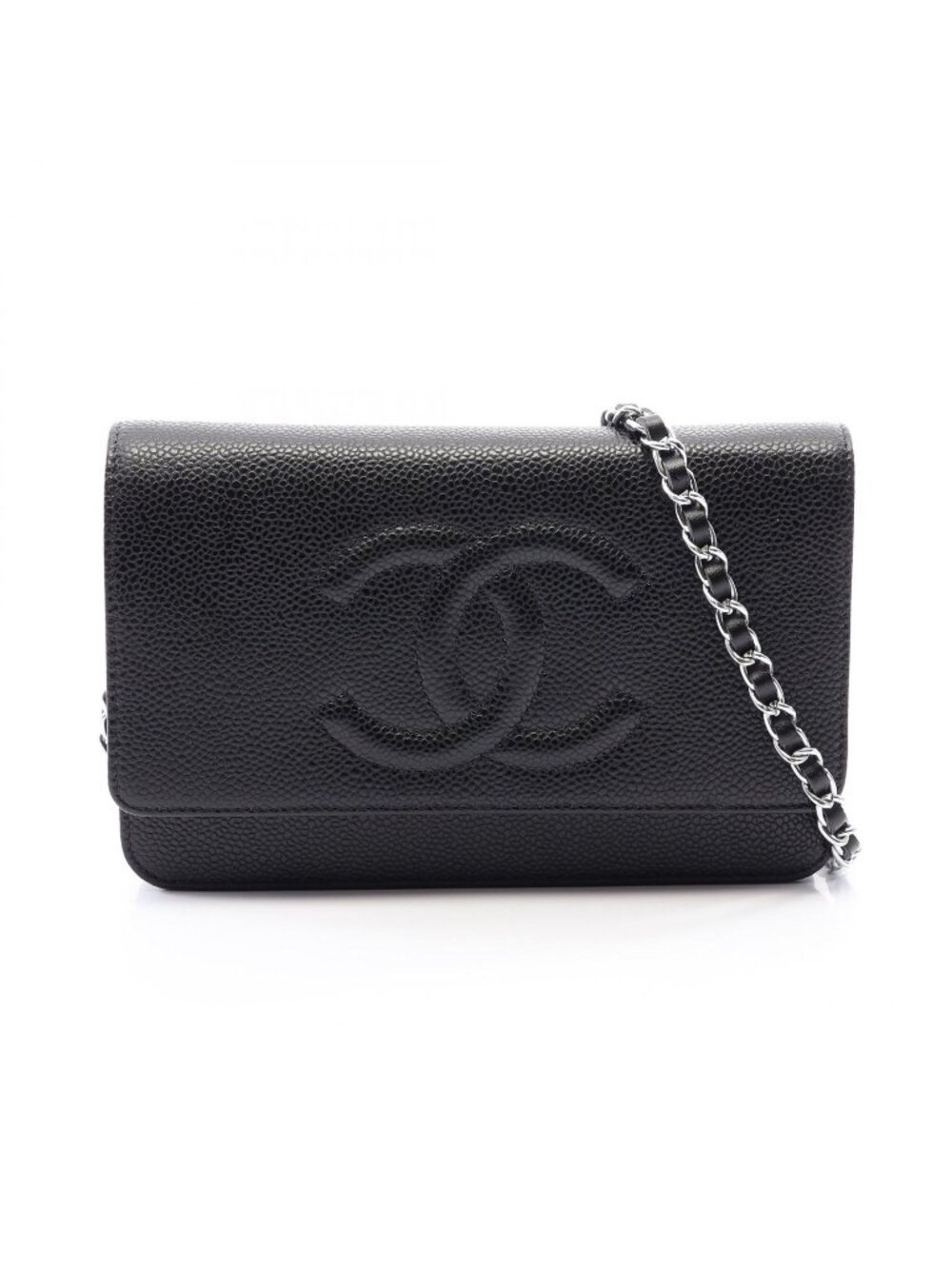 Chanel Shoulder Bag CC Logo Black Calf CC Chain Wallet